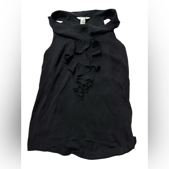 WHBM Black Sleeveless Ruffle Front Top - Picture 5 of 8